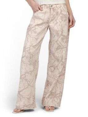 CALI1850 Tree Camo Low Rise Wide Leg Jeans